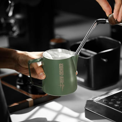 MHW-3BOMBER Milk Frothing Pitcher 600ml/20oz Espresso Steaming Pitcher Stainless Steel Frothing Cup Capuccino Latte Art Pitcher, Green P5030-OS