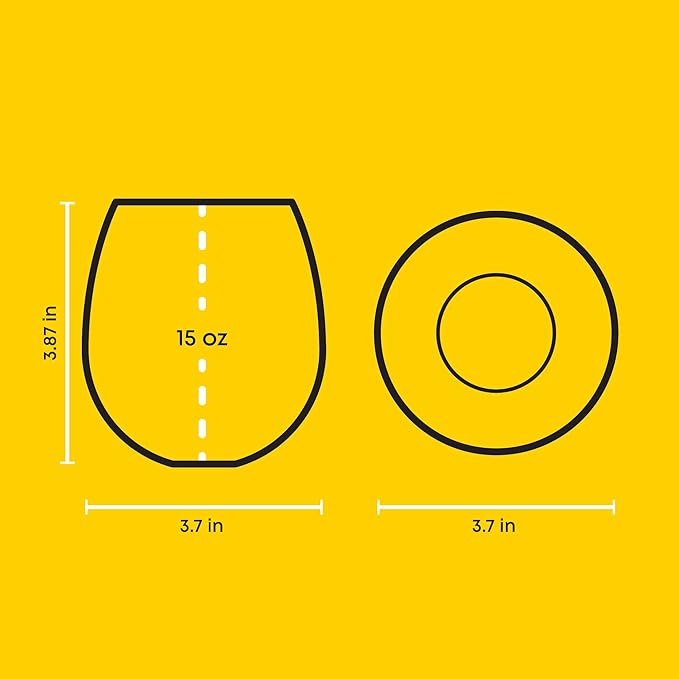 JoyJolt Hue Stemless Wine Glass Set, Large 15 oz Stemless Wine Glasses Set of 6 for White Red or Water, Short Glass Tumblers, No Stem Margarita Glasses, Colored Tumbler