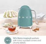 Load image into Gallery viewer, SMEG KLF03 7 Cup Electric Water Kettle, Retro-Style, Soft-Opening Lid, Auto Shut-Off, 360° Swivel Base – Jade