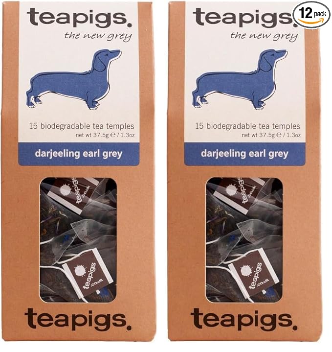 teapigs Darjeeling Earl Grey Tea Bags, 15 Count x 6 Boxes, Citrus Bergamot & Lime, Biodegradable Black Tea Bags (Pack of 2)