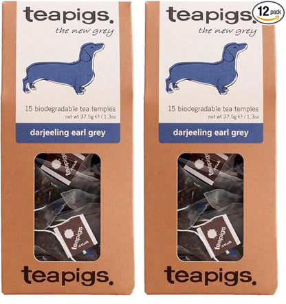 teapigs Darjeeling Earl Grey Tea Bags, 15 Count x 6 Boxes, Citrus Bergamot & Lime, Biodegradable Black Tea Bags (Pack of 2)