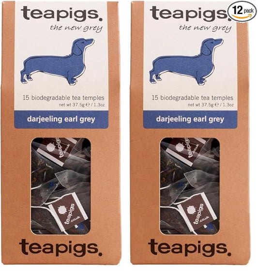 teapigs Darjeeling Earl Grey Tea Bags, 15 Count x 6 Boxes, Citrus Bergamot & Lime, Biodegradable Black Tea Bags (Pack of 2)