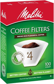 Melitta #4 Cone Coffee Filters, White, 100 Count (Pack of 6), 600 Total Filters - Packaging May Vary