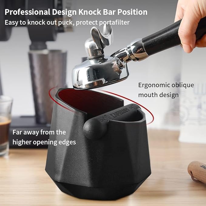 Coffee Knock Box Espresso Grounds - CAFEMASY Home Use Epsresso Accessories Unique Design Diamond Shape Mini Knock Box with Espresso Cleaning Brush