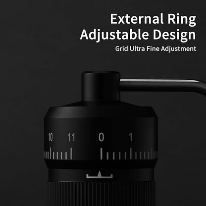 Manual Coffee Grinder by Suvykep — 6 Star Coffee Grinder Manual with 25g Capacity, CNC Stainless Steel Espresso Grinder with 55 Grind Settings — For Espresso, French Press, Pour Over (Black)