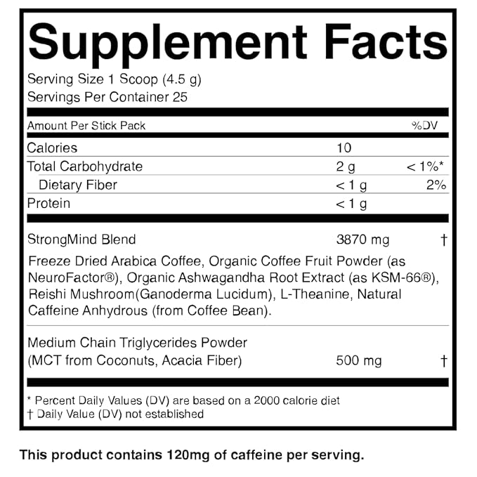 STRONG COFFEE COMPANY, ORGANIC INSTANT BLACK COFFEE – Individual Servings, Extreme Focus, Adaptogen with L-Theanine & Ashwagandha, No Jitters, No Crash (10 Packets)