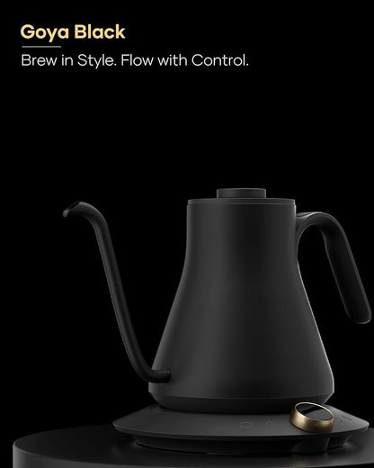 Cocinare FLOW M9 Gooseneck Electric Kettle with Precise ±1℉ Temperature Control for Pour-over Coffee and Tea, Stainless Steel Interior, Quick Heating Electric Kettle for Boiling Water (Goya Black)