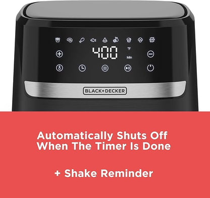 BLACK+DECKER Purifry 6QT Air Fryer, Crispy Deep Fried Taste without the Fat, Plus Bake, Dehydrate, and Keep Food Warm, Digital Touchscreen and Auto Shut-Off