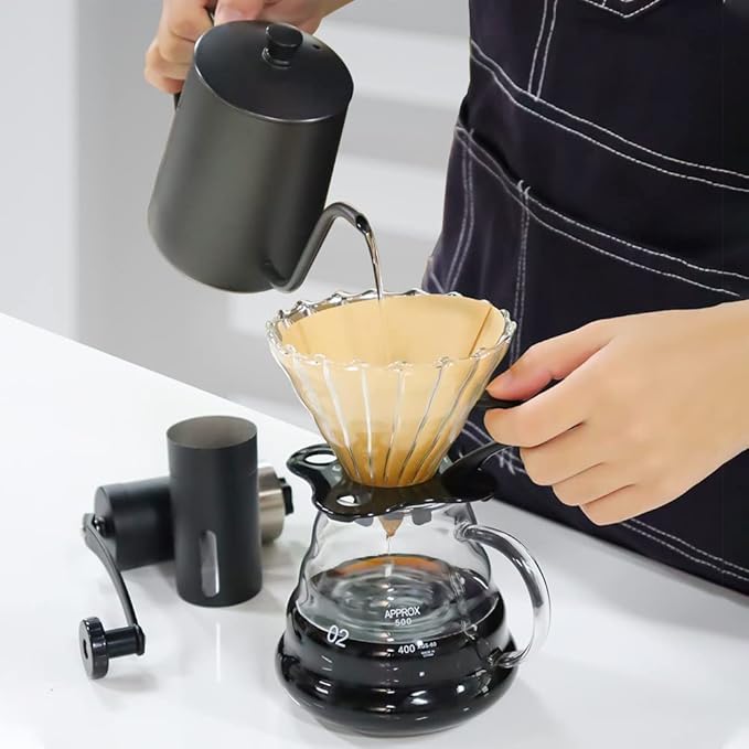 SOTECH Coffee Set Coffee Dripper Server Glass Sharing Pot Pour Over Coffee Kettle Coffee Grinder Coffee Maker Set for Home Outdoor