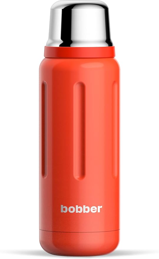 BOBBER 26 oz Stainless Steel Heavy Duty Thermos for Hot and Cold Drinks – Dishwasher Safe Insulated Water Bottle with Cup Lid – Keeps Hot for 36 Hours – Leak-Proof Rugged Thermos with Screw Lid (Red)