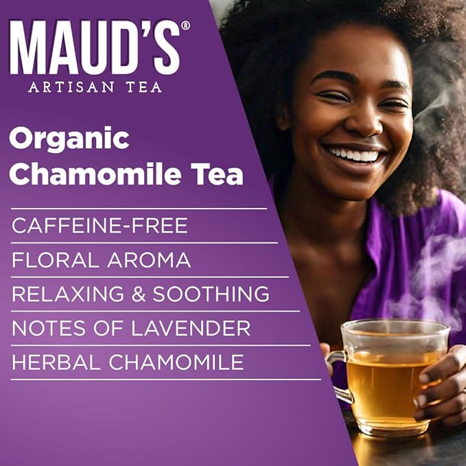 Maud's Organic Chamomile Lavender Tea Pods, 48 ct, Recyclable Single Serve Pods – 100% Gourmet Blended Tea Leaves, Compatible with Keurig K Cups Maker