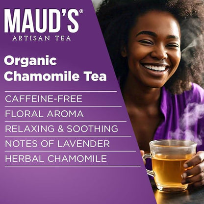 Maud's Organic Chamomile Lavender Tea Pods, 24 ct, Recyclable Single Serve Pods – 100% Gourmet Blended Tea Leaves, Compatible with Keurig K Cups Maker