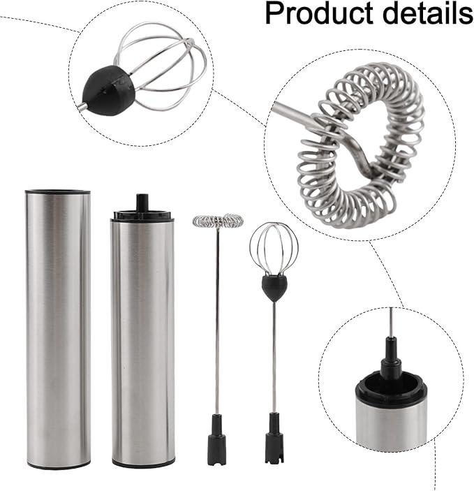 Portable USB Electric Milk Frother, Stainless steel Rechargeable Foam Maker For Coffee for Egg Whisk Mixer Handheld Kitchen Tool