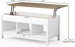 Load image into Gallery viewer, DORTALA Lift Top Coffee Table, Wood Cocktail Table w/Hidden Compartment &amp; Lower Storage Shelves, Wood Laptop Table, Lift Tabletop Home Furniture for Living Room, Guest Room, Office, White