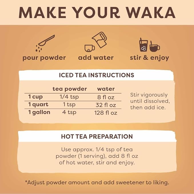 Waka Instant Tea – Black & Strawberry Green Tea Powder Sample Bundle – Unsweetened, No Sugar Added – 100% Tea Leaves – 4 x 0.45 oz Packs (Makes Up to 20 Cups or 5 Quarts Each)