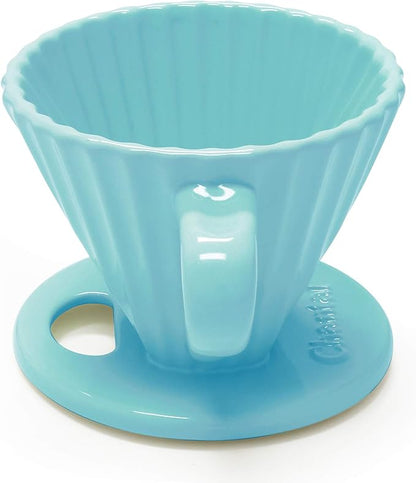 Chantal "Lotus" ceramic pour over coffee dripper, 8 ounces, Aqua