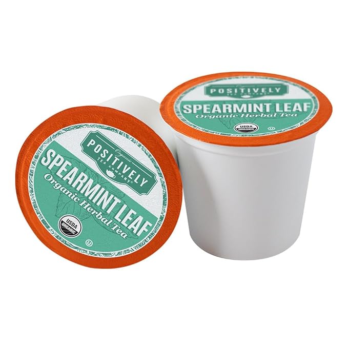 Organic Positively Tea Company, Spearmint Herbal Tea, K-Cup Compatible, 24 Pods