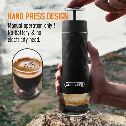 Portable Coffee Maker,3 in 1 Manual Espresso Machine,Compatible with Nes Original Capsule, DG Pods & Ground Coffee,Suitable for Hiking,Fishing,Camping,Backpacking or Gift for beginner