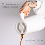 Load image into Gallery viewer, WOLFF - White Thermal Coffee Carafe – 34oz / 1L Insulated Carafe - Food-Safe Plastic Exterior and Glass Liner, Wood-Style Handle – Keeps Drinks Hot or Cold, Leakproof Coffee and Tea Dispenser