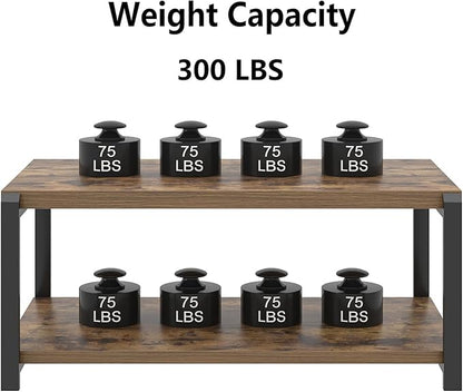 EXCEFUR Modern Coffee Table, Industrial Wood and Metal Center Table, Cocktail Tea Tables for Living Room, Rustic Brown