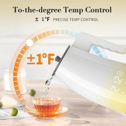 Electric Kettle Temperature Control, 304 Stainless Steel Interior, BPA-Free, 1.25L Hot Water Boiler, 1200W Kettle with Auto Shut-Off & Boil Dry Protection, Cordless Base (Yellow Gradient)