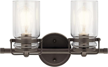 Kichler Lighting Brinley 15.75" 2 Light Vanity Light with Clear Glass in Olde Bronze®