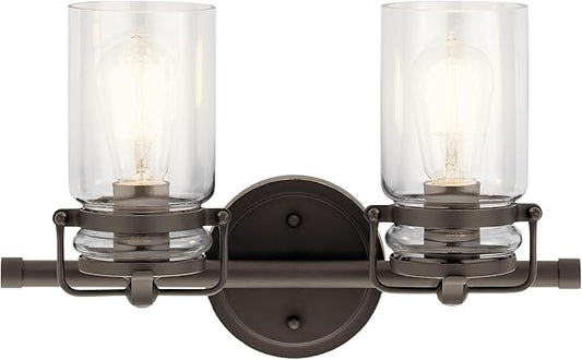 Kichler Lighting Brinley 15.75" 2 Light Vanity Light with Clear Glass in Olde Bronze®