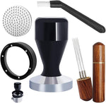 Load image into Gallery viewer, 51mm Espresso Tamper Set, 5PCS Coffee Tamper Kit with WDT Tool, Coffee Stirrer, Dosing Funnel, Puck Screen 51mm Espresso Accessories Tampers Kit (Black)
