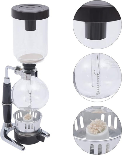 Siphon Syphon Coffee Maker Tabletop Glass Siphon Pot Syphon Coffee Maker Siphon Vacuum Coffee Maker Black (3 Cups(360ml))