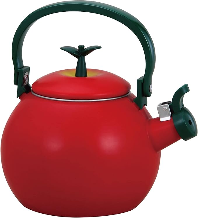 UPware Enamel on Steel Whistling Tea Kettle, Stovetop Teakettle (1.6 Quart, Apple)
