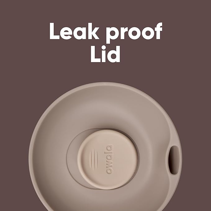 Owala SmoothSip Slider Insulated Stainless Steel Coffee Tumbler, Reusable Iced Coffee Cup, Hot Coffee Travel Mug, BPA Free 12 oz, Tan/White (Vanilla Bean)