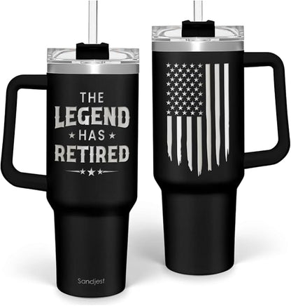 SANDJEST Retirement Gift for Men - 40oz Stainless Steel Insulated Coffee Tumbler with Lid & Straw, Gift Ideas for Boss Coworkers Fathers Husband, Christmas Birthday