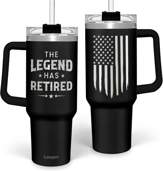 SANDJEST Retirement Gift for Men - 40oz Stainless Steel Insulated Coffee Tumbler with Lid & Straw, Gift Ideas for Boss Coworkers Fathers Husband, Christmas Birthday