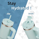 Load image into Gallery viewer, 30 oz Tumbler with Handle and 2 Straws,2 in 1 Lid Insulated Water Bottle Stainless Steel Travel Coffee Mug,Blue Haze