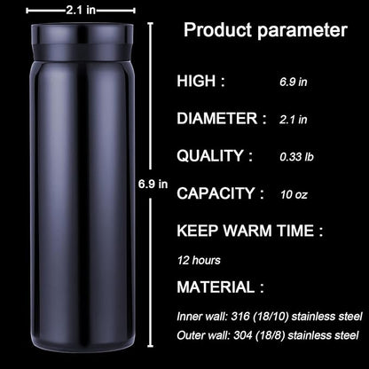 10oz Mini Water Bottle Stainless Steel Thermos Small Flask - Insulated Vacuum, Leak Proof, Keeps Drinks Hot/Cold - Ideal for Coffee, Tea, Water - Blue