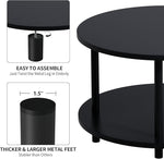 Load image into Gallery viewer, Small Round Coffee Table with Open Storage for Small Space, 23.5" Black 2-Tier Wooden Center Table for Living Room, Metal Legs, Easy to Assemble
