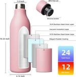 Load image into Gallery viewer, BJPKPK Insulated Water Bottles, 25 oz Stainless Steel Metal Water Bottle with Strap, BPA Free Leak Proof Jugs, Mugs, Flasks, Reusable Thermal Flasks for Sports &amp; Travel, Light Pink