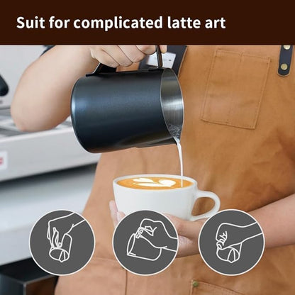 watchget Milk Frothing Pitcher 32oz/900ml - Stainless Steel Frothing Pitcher Espresso Steaming Pitcher Coffee Frother Cup Cappuccino Latte Art Coffee Machine Accessories Milk Jug, Black