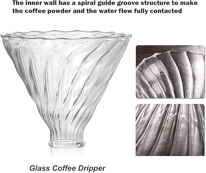 Pour Over Coffee Maker Set – Includes Glass Coffee Dripper, Metal Dripper Stand, Heat Resistance 600ml Coffee Server and 40 Count Paper Coffee Filters, 4 in 1 Set for Home or Office (Black Set)