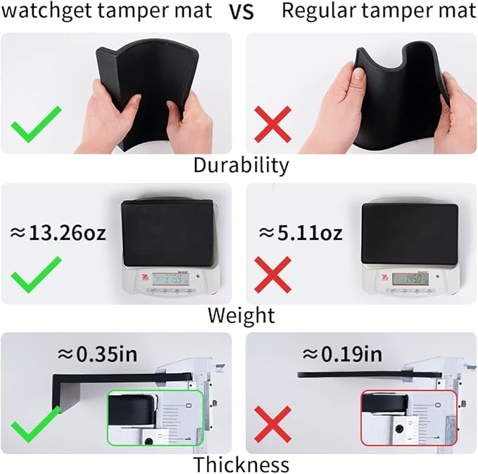 watchget Espresso Tamping Mat, Coffee Tamper Mat, Black Food Grade Silicone Pad, 8Inch X 6Inch Coffee Tamping Mat, Portafilter Mat For Barista Espresso Machine Accessory, Waterproof and Heat Resistant