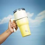 Load image into Gallery viewer, 30 oz Tumbler with Handle and 2 Straw 2 Lid, Insulated Water Bottle Stainless Steel Vacuum Cup Reusable Travel Mug,Lemon