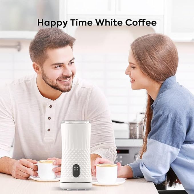 Milk Frother Electric,Syslux 4 IN 1 Automatic Warm and Cold Milk Foamer,Quiet Operation,Effortless Foam,Unique Diamond Design,Temperature Control,for Coffee Latte, Cappuccino,Macchiato,Chocolate