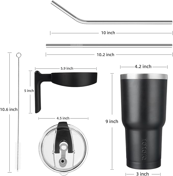 BJPKPK 40 oz Tumbler With Handle And Straw Stainless Steel Travel Mug Insulated Tumbler Cups With Lids,Black