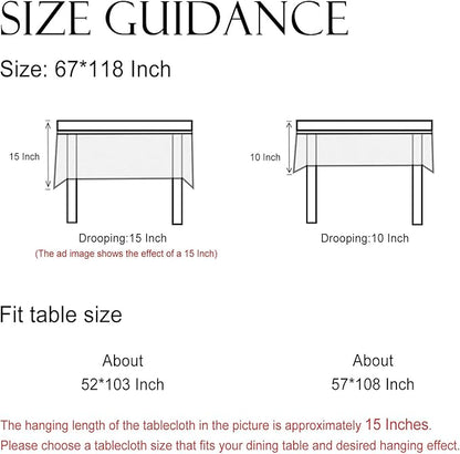 Designer Floral Linen Extra Long Rectangle Table Cloth,French Off White Elegant Tablecloth,Washable Home Decor Tablecloths for Dining Thanksgiving Kitchen Christmas,67"*118"-Grace B