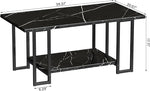 Load image into Gallery viewer, AWQM Marble Coffee Table, Faux Marble Top Rectangular Coffee Table with Black Metal Frame, 2 Tier Living Room Table for Living Room, Office, Balcony, Black, 40 Inch (GJ09)