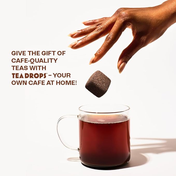 Tea Drops 30 Bulk Pack Organic Chocolate Earl Grey Bagless Tea - Loose Leaf, Lightly Sweetened, On-The-Go. Plastic-Free - Iced or Hot Tea