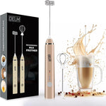Load image into Gallery viewer, Delm Milk Frother Electric USB Stainless Steel Accessory - Frother Wand Foam Maker for Lattes - Milk Frother Handheld for Cappuccino, Frappe, Matcha, Hot Chocolate - Frother for Coffee (beige/gold)