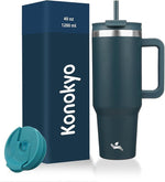 Load image into Gallery viewer, 40 oz Tumbler with Handle and 2 Straws,2 in 1 Lid Insulated Water Bottle Stainless Steel Travel Coffee Mug,Navy blue
