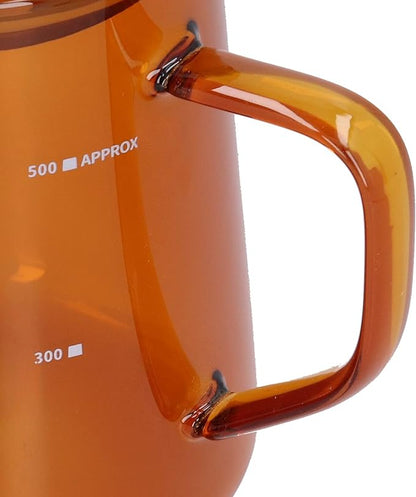 Glass Coffee Server, 500ml Coffee Pour over Carafe Pour over Coffee Pot Coffee Glass Pot with Wooden Lid for Home Office(Brown)