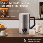 Load image into Gallery viewer, MAISON HUIS Milk Frother, 6-IN-1 Electric Milk Steamer, 20oz/591ml Hot &amp; Cold Foam Maker for Latte &amp; Cappuccino, 550W Fast Heating Stainless Steel Milk Steamer, Hot Chocolate Maker